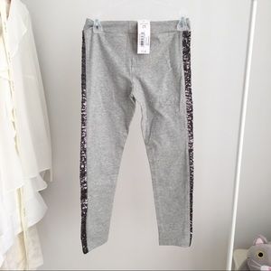 Grey Leggings with Black Sequins on Side